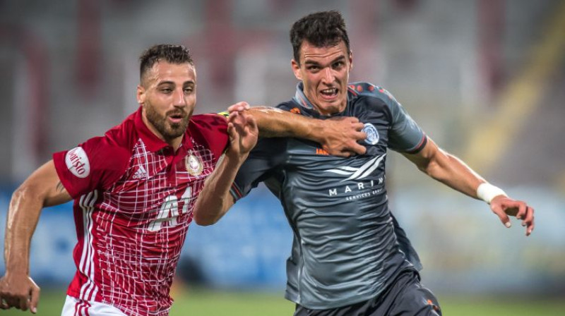 Darko Lemajičs (pa labi) izbraukuma spēlē pret CSKA
Foto: Zigismunds Zālmanis/ Riga FC