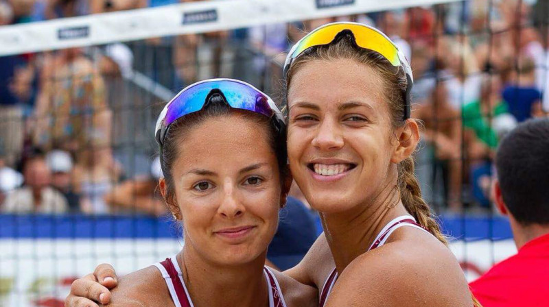 Anastasija Kravčenoka un Tīna Graudiņa 
Foto: facebook.com/Jurmala.Beachvolley