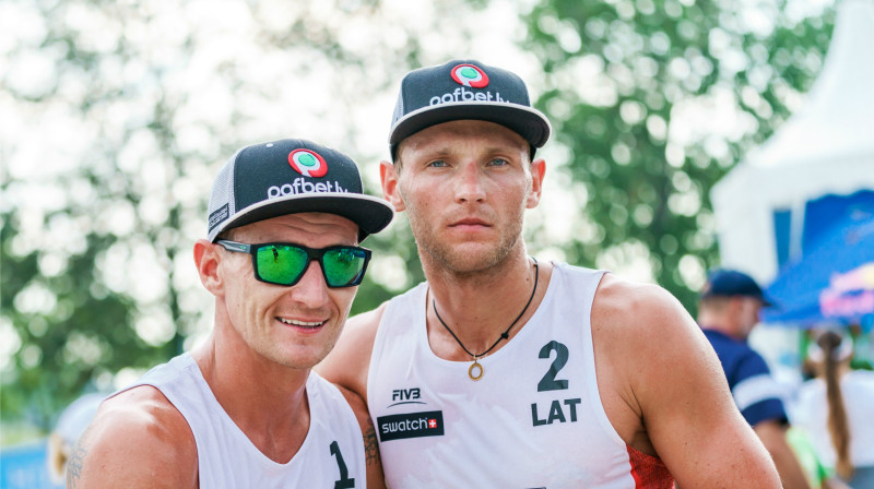 Mārtiņš Pļaviņš un Edgars Točs
Foto: worldtour.2018.fivb.com
