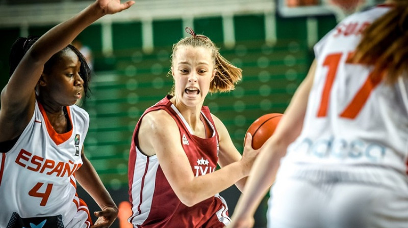 Kristiāna Koltone spēlē pret Spāniju
Foto: FIBA