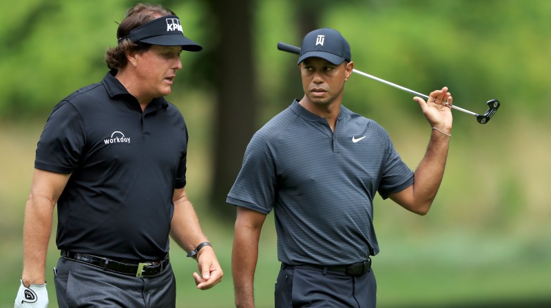 Fils Mikelsons un Taigers Vudss
Foto: AFP/Scanpix