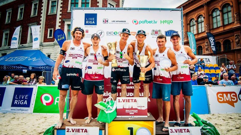 Latvijas kausa pludmales volejbolā medaļnieki
Foto: facebook.com/osandsriga