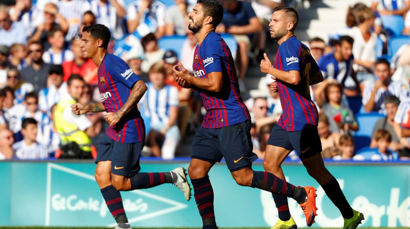 Luiss Svaress (vidū) guva svarīgus izlīdzinošos vārtus
Foto: Reuters/Scanpix