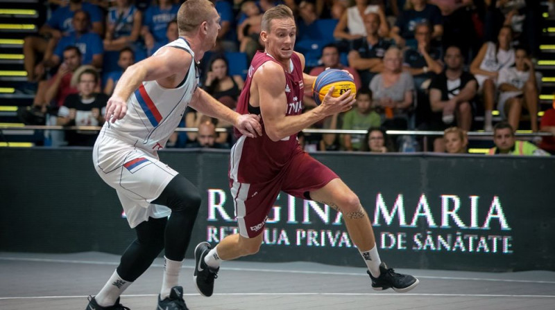 Kārlis Pauls Lasmanis Eiropas kausa finālspēlē. Foto: FIBA