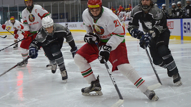 "Balto vilku" spēle ar Baltkrievijas U17 izlasi. Foto: Baltkrievijas Hokeja federācija