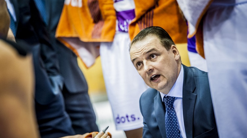 Mārtiņš Zībarts EWBL spēlē 4. oktobrī. Foto: Renārs Koris