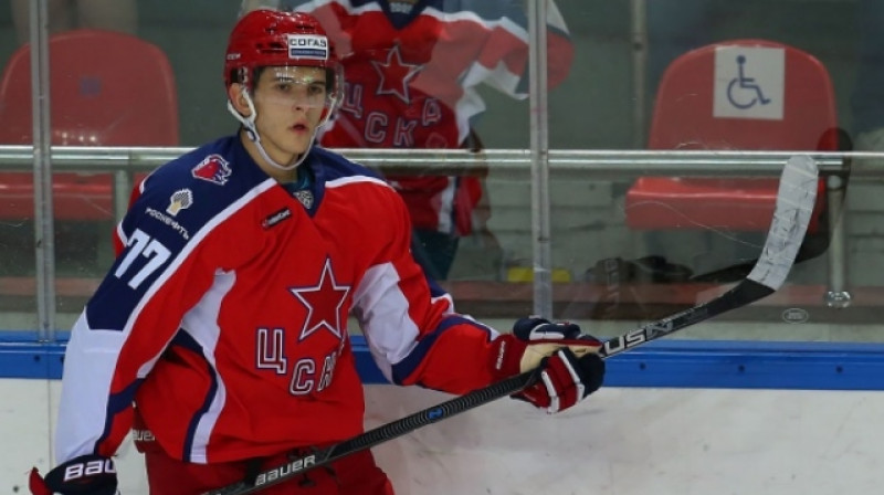 Krievijas olimpiskās izlases uzvaras vārtu autors Konstantīns Okulovs no Maskavas CSKA. Foto: www.cska-hockey.ru