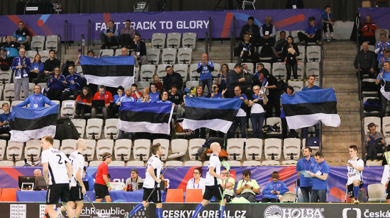 Igaunijas izlase turnīru sāka ar uzvaru, bet šodien var nodrošināt pirmo vietu apakšgrupā
Foto: IFF Floorball