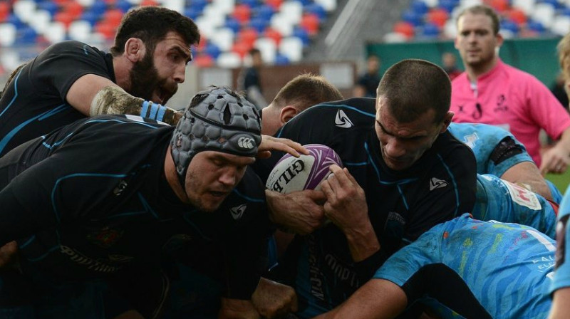 Uldis Saulīte (aizsargcepurē) mačā pret Parmas "Zebre"
Foto: facebook.com/eniseistm/