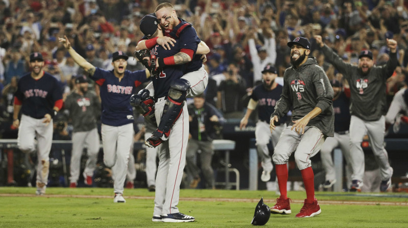 Bostonas "Red Sox" 2018. gada sezonas triumfa brīdī.
Foto: USA Today/Scanpix