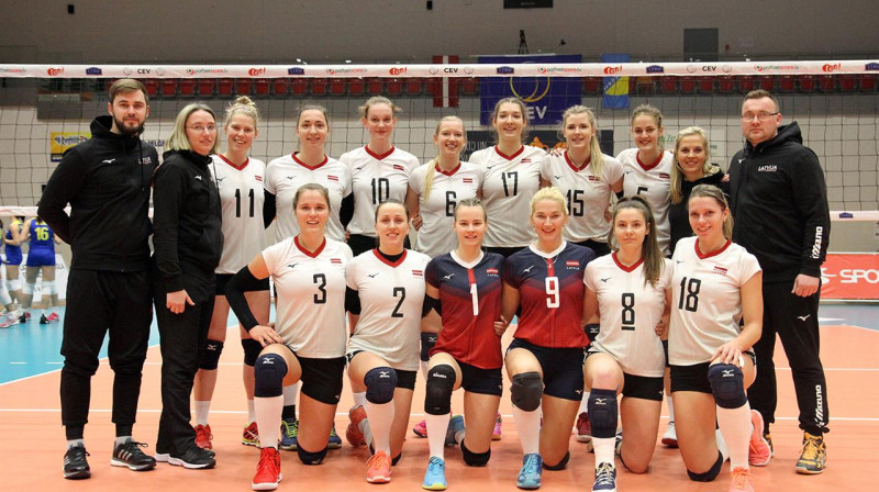 Latvijas izlase pirms spēles
Foto: cev.lu