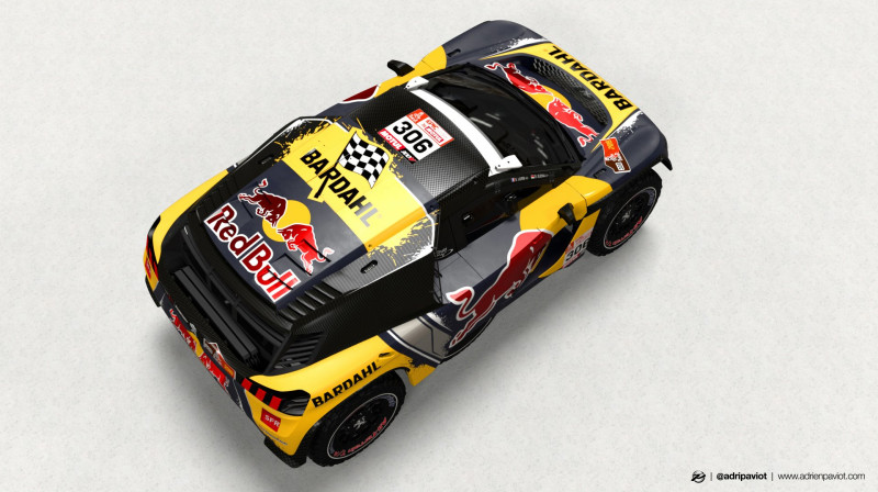 Lēba "Peugeot" dizains 2019. gada Dakaras rallijam. Foto: Adrienpaviot.com