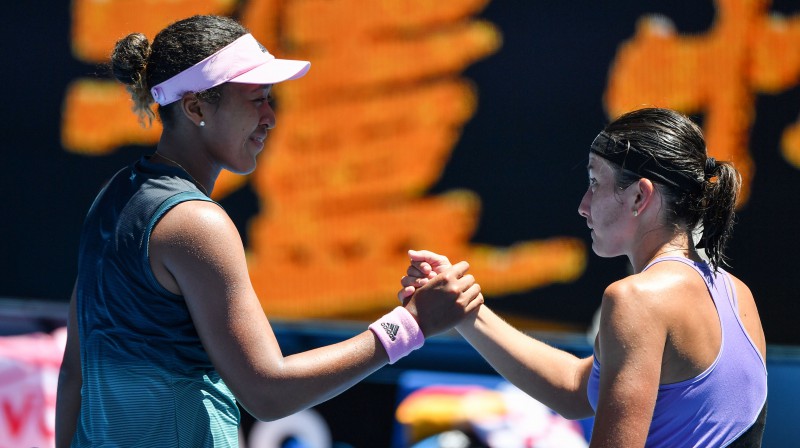 Naomi Osaka un Anastasija Sevastova. Foto: AFP/Scanpix
