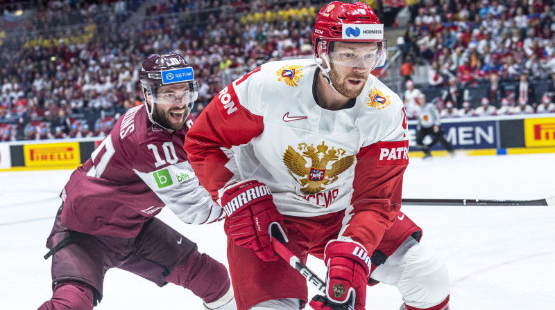Lauris Dārziņš un Vladislavs Gavrikovs. Foto: EPA/Scanpix