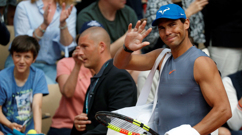 Rafaels Nadals ierodas uz treniņu. Foto: Reuters/Scanpix