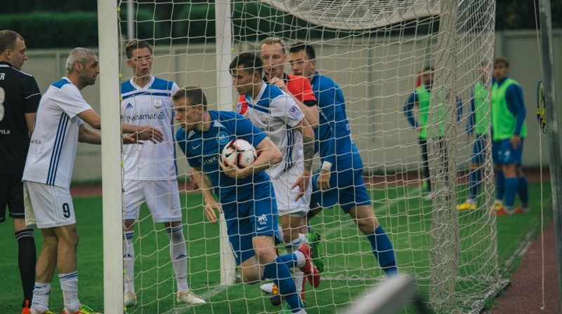 Nauris Bulvītis pēc vārtu guvuma. Foto: FK RFS