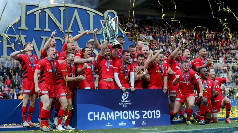 Londonas "Saracens" pēc triumfa 2018./2019. gada Čempionu kausa sezonā
Foto: imago images/Scapix