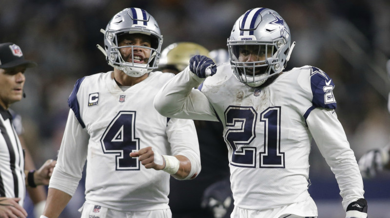 Dalasas "Cowboys" lielākās zvaigznes - Daks Preskots un Ezekīls Eliots
Foto: USA Today/Scanpix