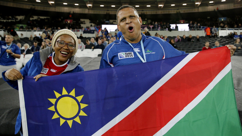 Namībijas izlases līdzjutēji 2015. gada Pasaules kausā
Foto: Reuters/Scanpix