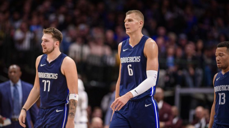 Luka Dončičs un Kristaps Porziņģis. Foto: USA Today Sports/Scanpix