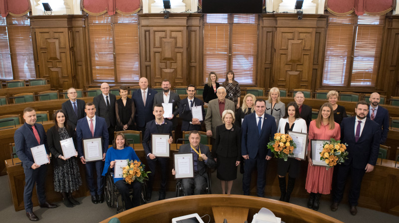 Saeimā godina gada izcilniekus sportā. Foto: Ernests Dinka, Saeima