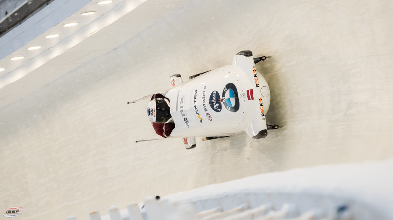 Oskara Ķibermanis un Matīss Miknis. Foto: IBSF