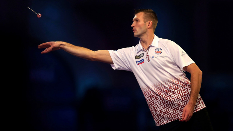 Madars Razma "Ally Pally" Londonā / Foto: AP/Scanpix