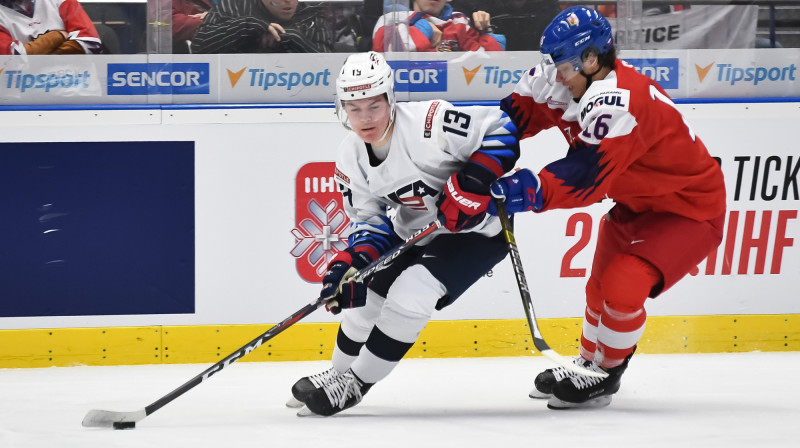 Kadrs no ASV un Čehijas dueļa / Foto: IIHF.com