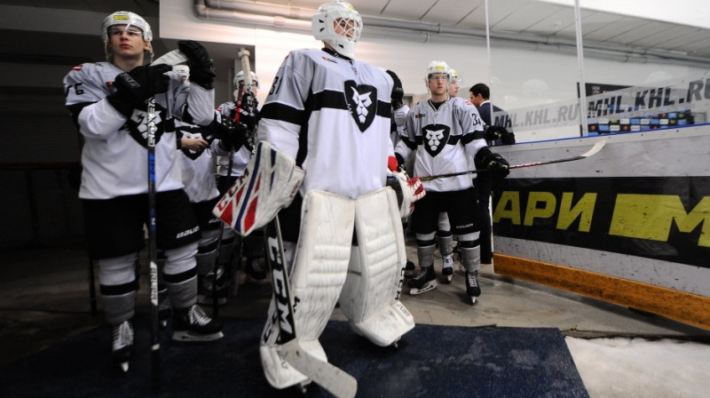 "Rīga" hokejisti Juhžnosahaļinskā. Foto: mhl.khl.ru