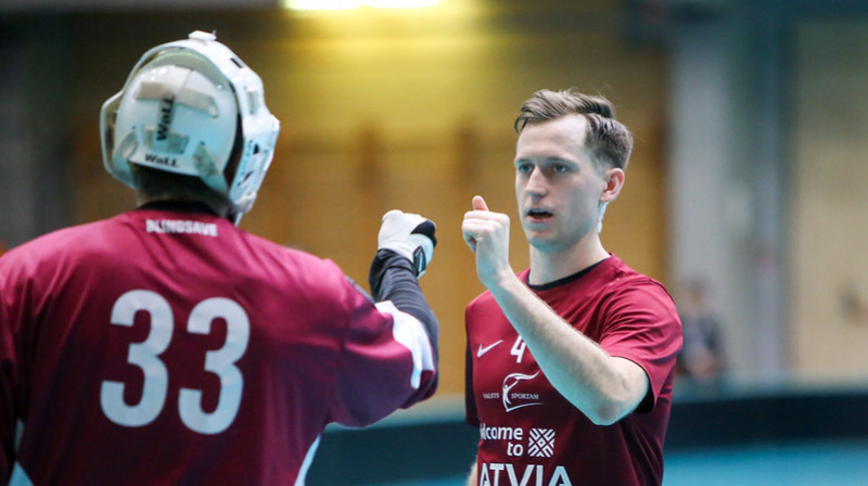 Savā klubā Somijā Moricam Krūmiņam šosezon lietderības koeficients ir negatīvs, bet izlasē viņš ir starp labākajiem
Foto: IFF Floorball