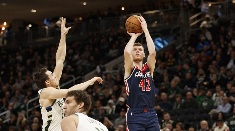 Dāvis Bertāns 2020. gada 28. janvārī Milvoki, Viskonsīnā. Foto: USA Today/Scanpix