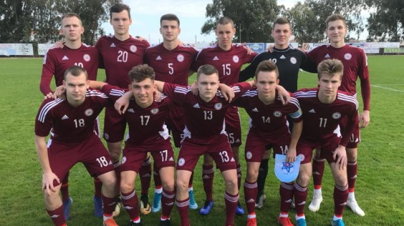 Latvijas U19 izlase. Foto: LFF