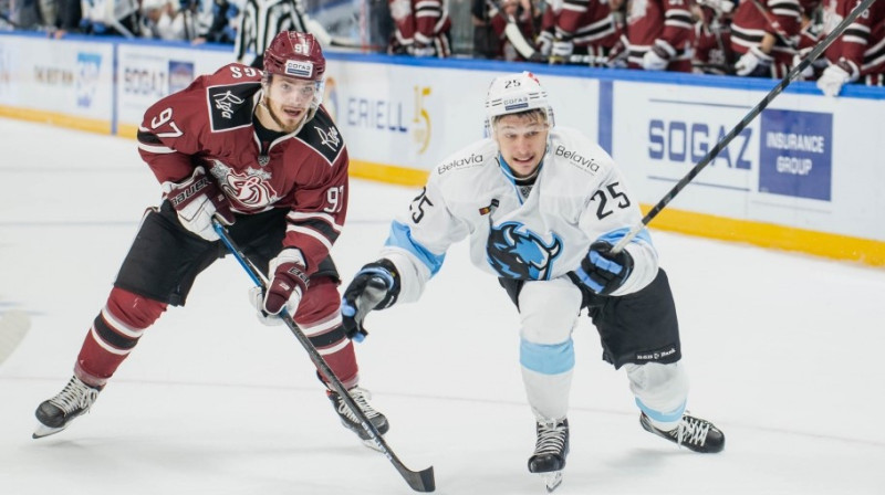 Roberts Lipsbergs iepriekšējā spēlē pret Minskas ''Dinamo''. Foto: Kaspars Volonts/dinamoriga.lv