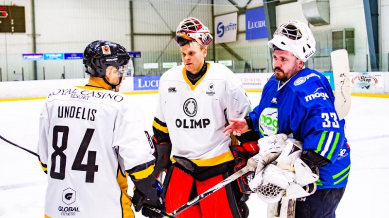 Renārs Undelis, Ervīns Muštukovs un Henrijs Ančs. Foto: Sandijs Leicis, HK "Olimp"