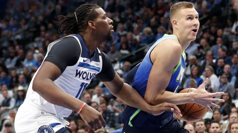 Nazs Rīds un Kristaps Porziņģis. Foto: Kevin Jairaj-USA TODAY Sports/Scanpix