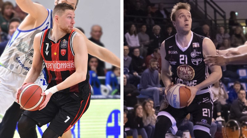 Ingus Jakovičs un Artūrs Strautiņš. Foto: Pallacanestro Varese / Apu Udine