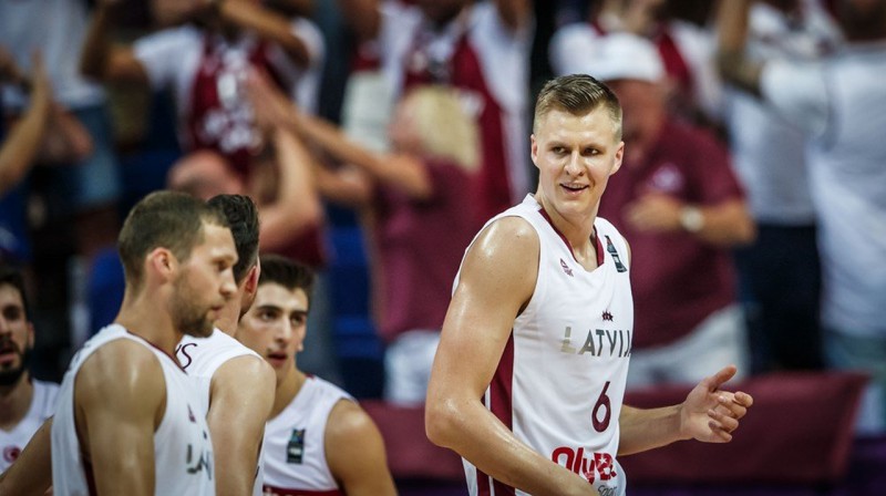Kristaps Porziņģis Latvijas izlasē 2017. gadā. Foto: basket.lv