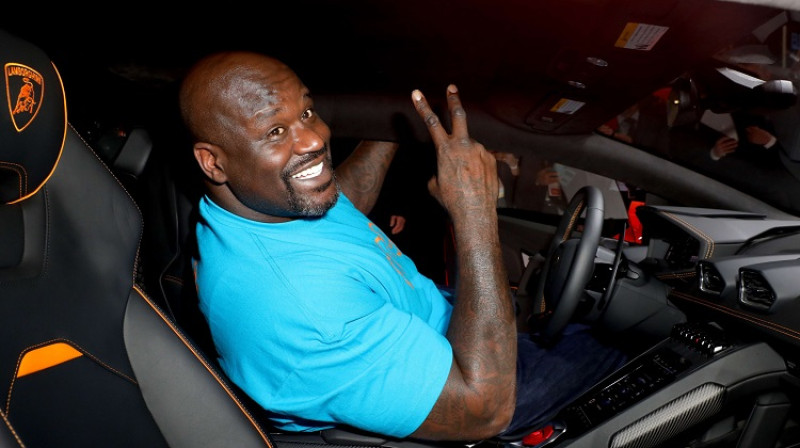 Šakils O`Nīls "Lamborghini" automašīnā 2020. gada 7. janvārī Lasvegasā. Foto: AFP/Scanpix