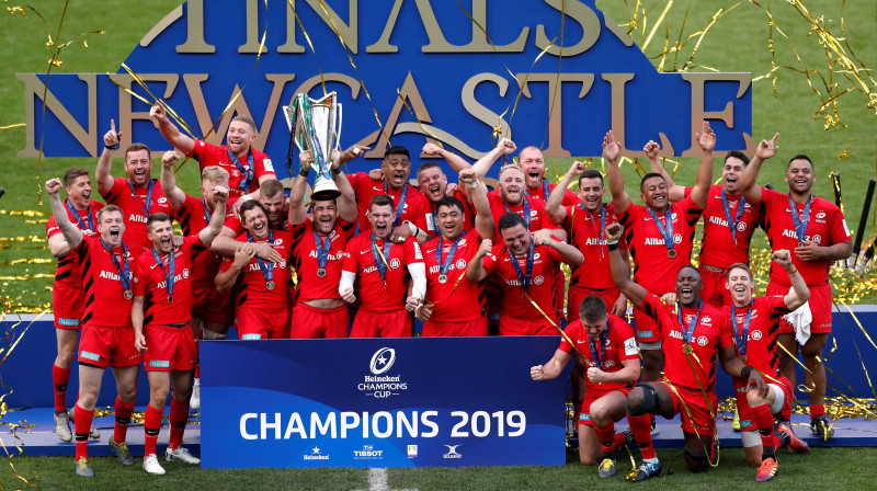 Londonas "Saracens" pēc triumfa 2019. gada Čempionu kausa izcīņā
Foto: REUTERS/Scanpix