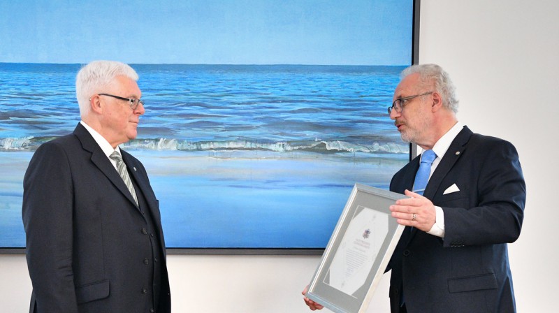 Aldons Vrubļevskis un Egils Levits. Foto: Ilmārs Znotiņš, Valsts prezidenta kanceleja, president.lv