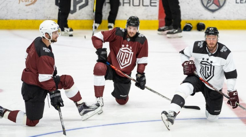 Lauris Dārziņš, Miks Indrašis, Gints Meija. Foto: Raimonds Volonts, Dinamo Rīga