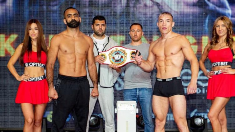 Zaurs Džavadovs un Sebastians Fapso pirms cīņas. Foto: LNK Boxing