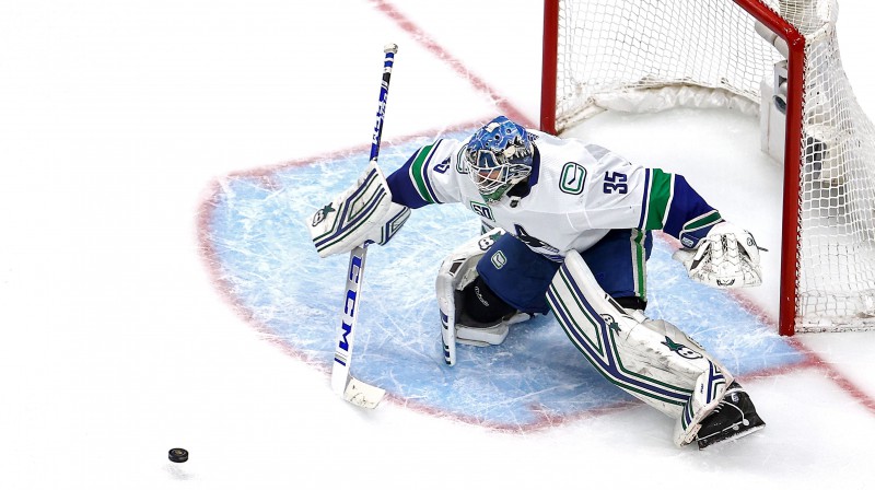 Vankūveras "Canucks" vārtsargs Tečers Demko. Foto: AFP/Scanpix