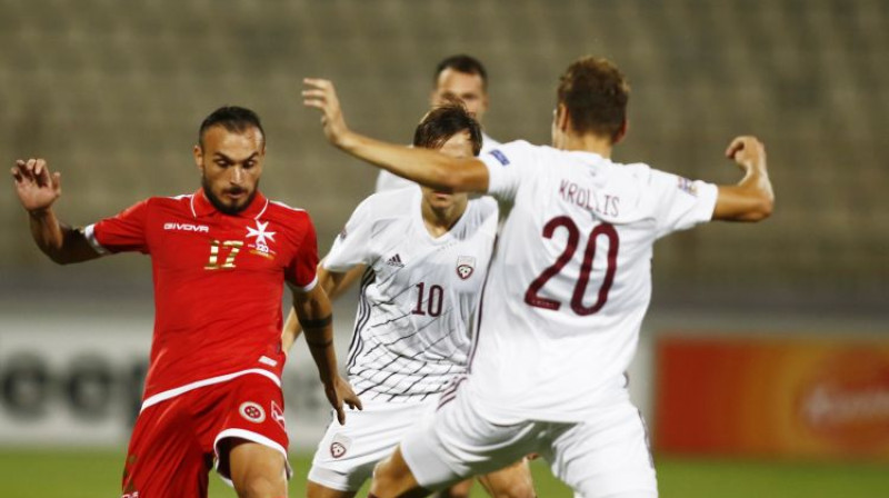 Raimonds Krollis debijas spēlē izlasē. Foto: Reuters/Scanpix