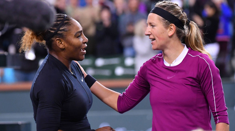 Serēna Viljamsa un Viktorija Azarenka pagājušā gada pavasarī Indianvelsā. Foto: imago/Scanpix