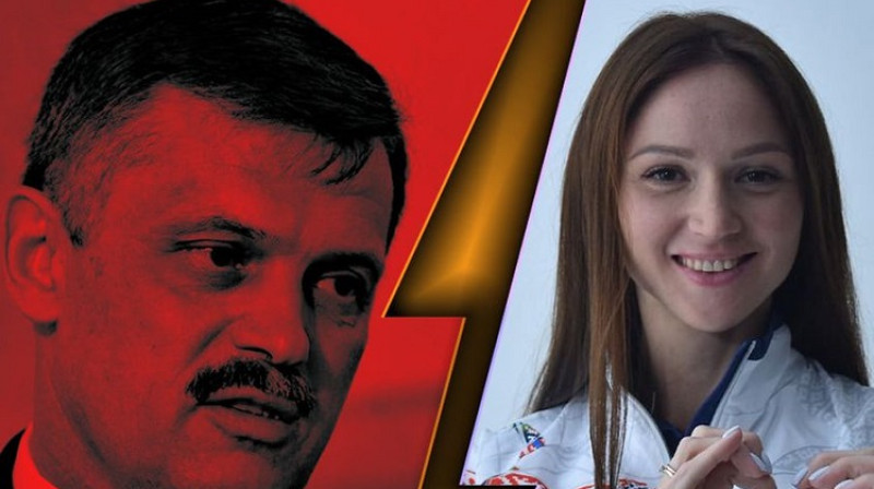 Sergejs Kovaļčuks un peldētāja Aleksandra Herasimeņa. Kolāža: BSSF