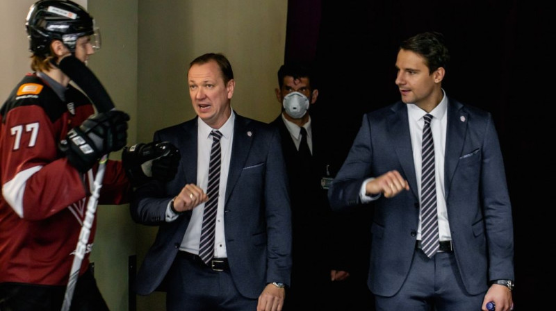 Ernests Ošenieks, Pēteris Skudra un Raimonds Vilkoits. Foto: Kaspars Volonts, Dinamo Rīga