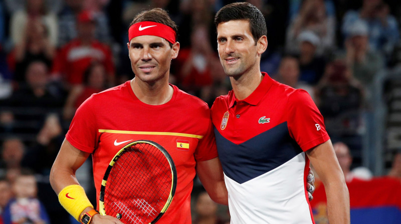 Rafaels Nadals un Novaks Džokovičs janvārī Sidnejā. Foto: Reuters/Scanpix