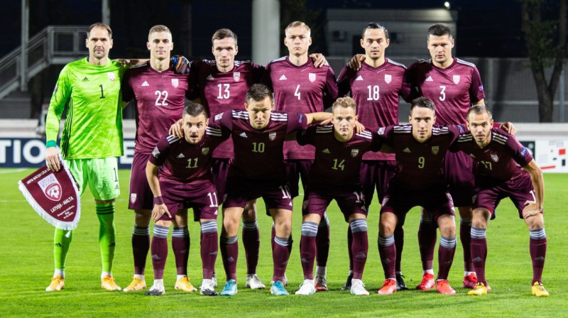 Latvijas izlases sākumsastāvs spēlei pret Maltas izlasi. Foto: LFF