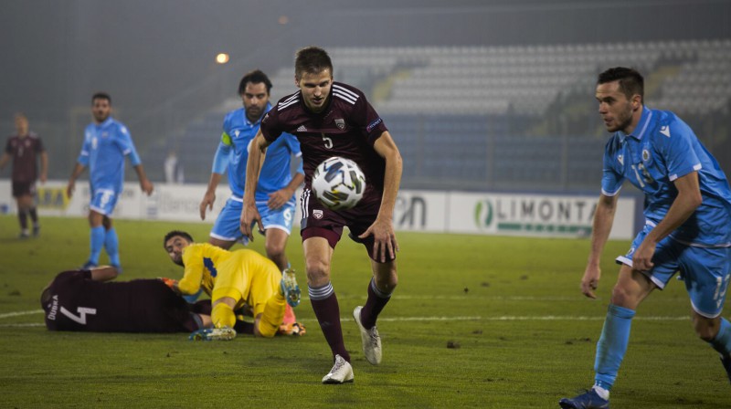 Elvis Stuglis pret Sanmarīno. Foto: LFF